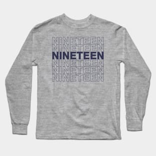 NINETEEN (Navy Text) Long Sleeve T-Shirt